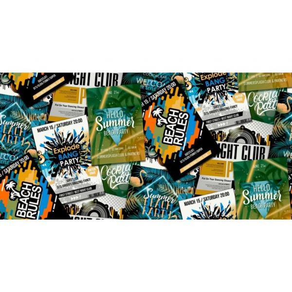 Noordwand Tapete Good Vibes Club Posters Grün und Orange