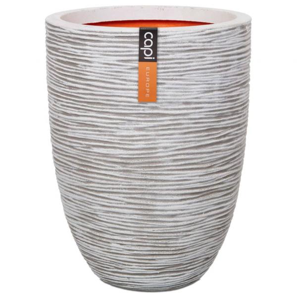 ARDEBO.de - Capi Blumentopf Nature Rib Elegant Niedrig 36x47 cm Elfenbein KOFI782