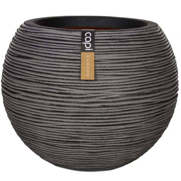 ARDEBO.de - Capi Blumentopf Nature Rib Kugel 40 x 32 cm Anthrazit KOFZ270 