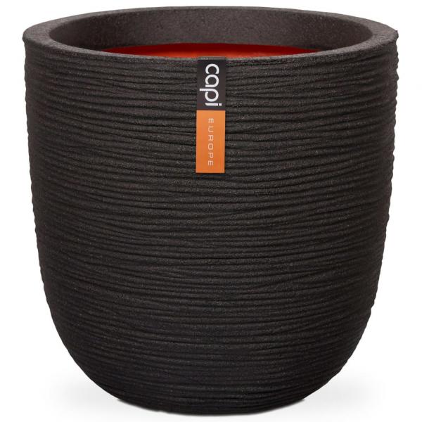 ARDEBO.de - Capi Blumentopf Nature Rib Rund 43x41 cm Schwarz KBLR933