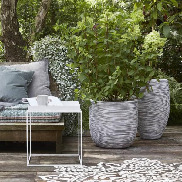 Capi Blumentopf Nature Rib Oval 35 x 34 cm Elfenbeinfarben 