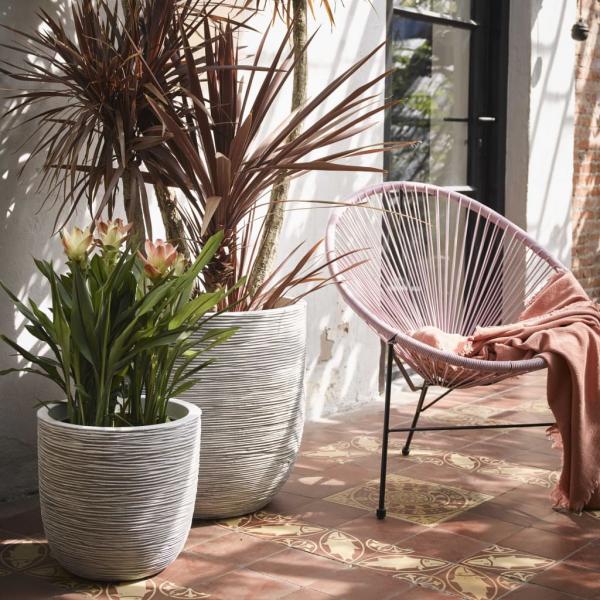 Capi Blumentopf Nature Rib Oval 35 x 34 cm Elfenbeinfarben 
