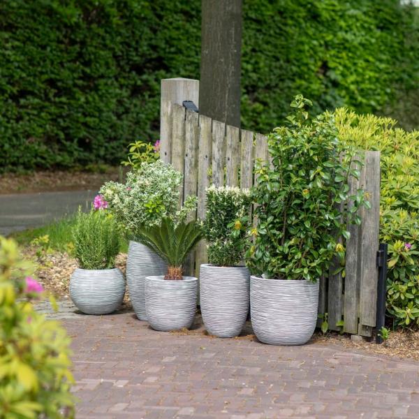 Capi Blumentopf Nature Rib Oval 35 x 34 cm Elfenbeinfarben 