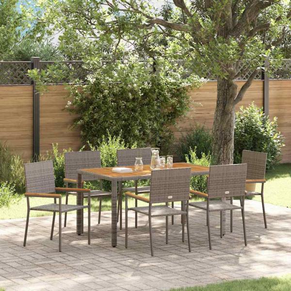 ARDEBO.de - Garten Essgruppe 7 stk. Grau Poly-Rattan