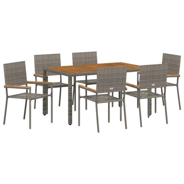 Garten Essgruppe 7 stk. Grau Poly-Rattan