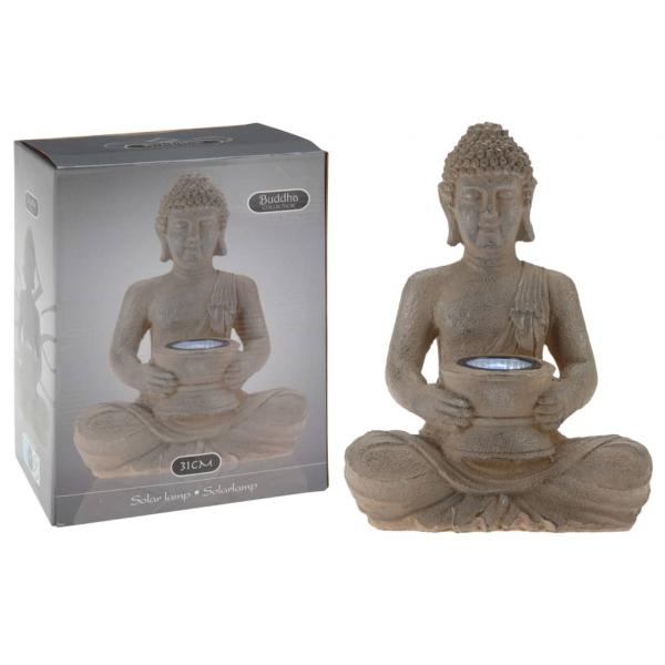 ARDEBO.de - ProGarden Gartenfigur Buddha mit Solarleuchte