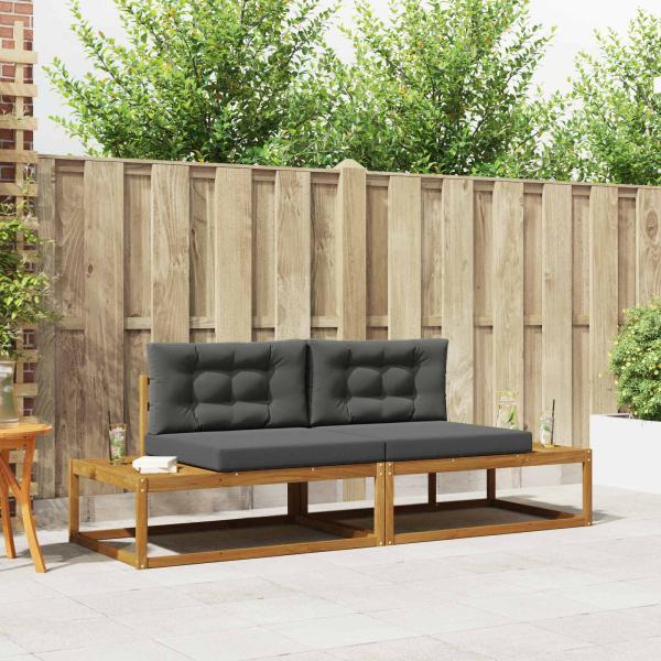 ARDEBO.de - Outdoor-Sofagarnitur mit Kissen Natur und Anthrazit