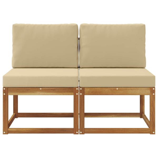2 Stück Outdoor Mittelsofa Massivholz Akazie Natur