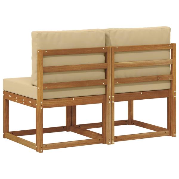 2 Stück Outdoor Mittelsofa Massivholz Akazie Natur