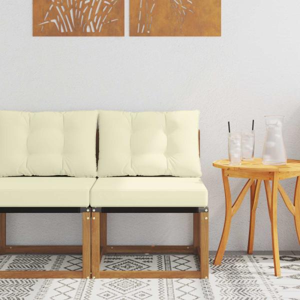 ARDEBO.de - Outdoor Mittelsofa Massivholz Akazie und Textilene Stoff Natur