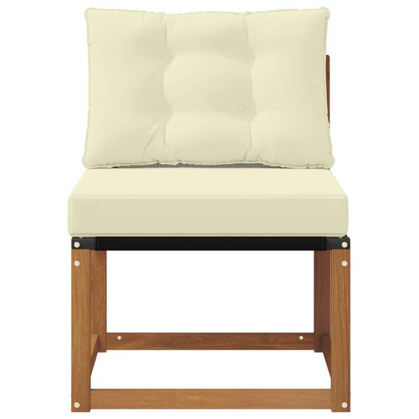 Outdoor Mittelsofa Massivholz Akazie und Textilene Stoff Natur
