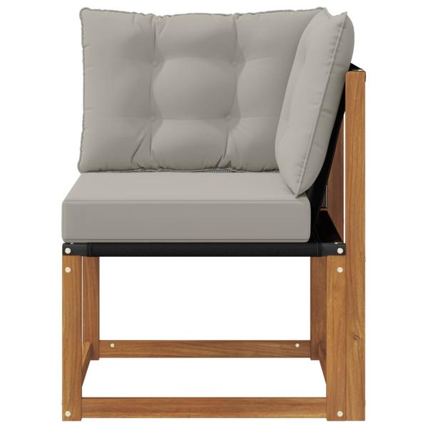 Outdoor Ecksofa Massivholz Akazie und Textilene Stoff Natur