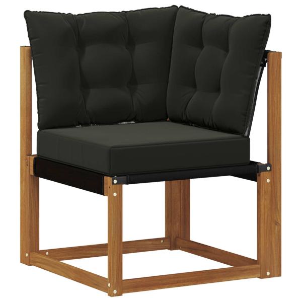 Outdoor Ecksofa Massivholz Akazie und Textilene Stoff Natur