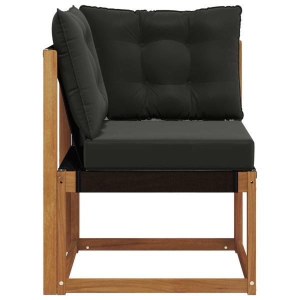 Outdoor Ecksofa Massivholz Akazie und Textilene Stoff Natur