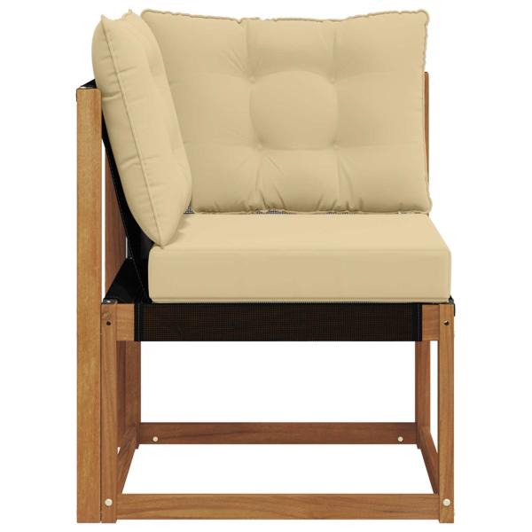 Outdoor Ecksofa Massivholz Akazie und Textilene Stoff Natur