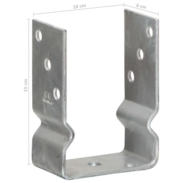 Pfostenträger 6 Stk. Silbern 10×6×15 cm Verzinkter Stahl