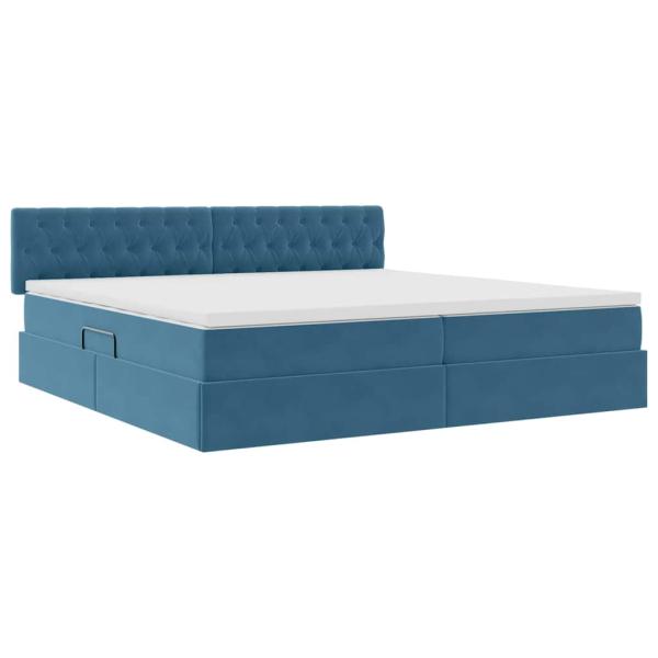 Aufbewahrungsbett mit Kopfteil Dunkelblau 200 x 200 cm Samt