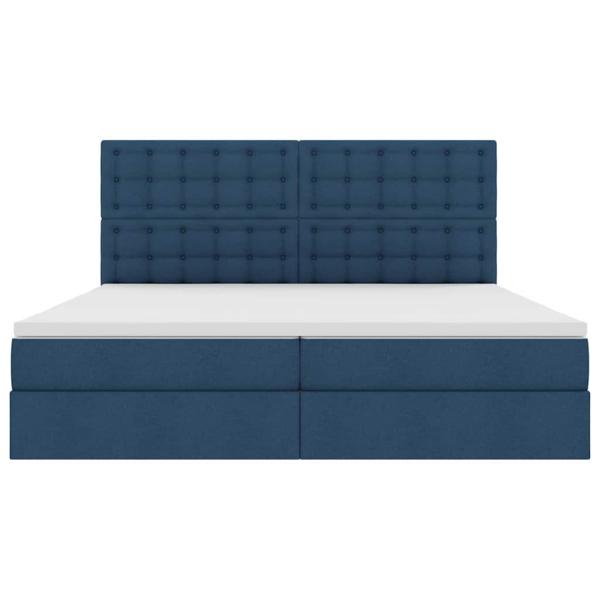 LED-Speicherbett mit Matratze Blau 200 x 200 cm Stoff