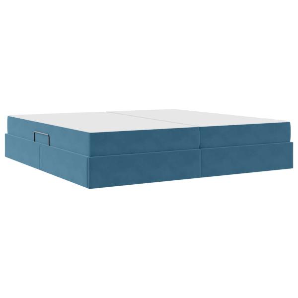 Aufbewahrungsbett mit Matratze Dunkelblau 200 x 200 cm Samt