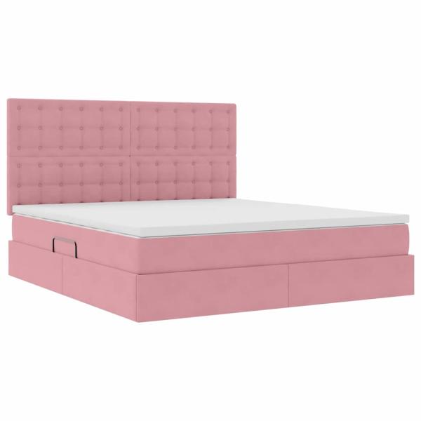 Aufbewahrungsbett mit Matratze Rosa 160 x 200 cm Samt