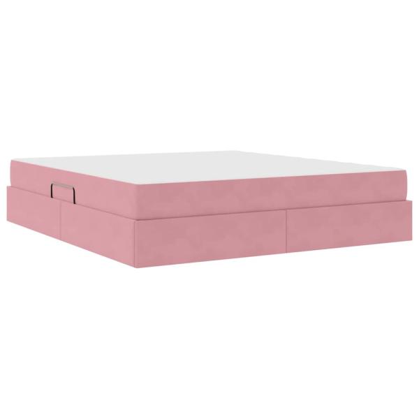 Aufbewahrungsbett mit Matratze Rosa 160 x 200 cm Samt