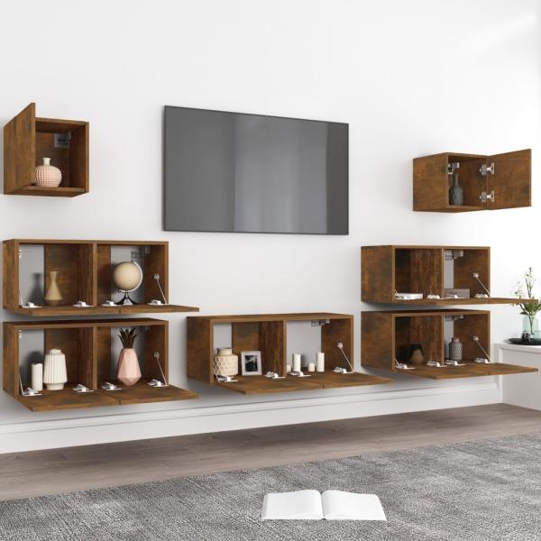 7-tlg. TV-Schrank-Set Räuchereiche Holzwerkstoff