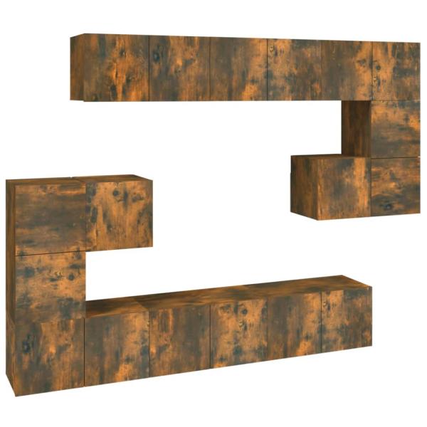 10-tlg. TV-Schrank-Set Räuchereiche Holzwerkstoff