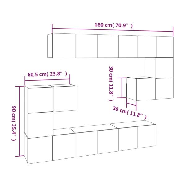 10-tlg. TV-Schrank-Set Räuchereiche Holzwerkstoff
