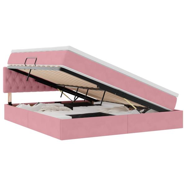 LED-Speicherbett mit Matratze Rosa 160 x 200 cm Samt