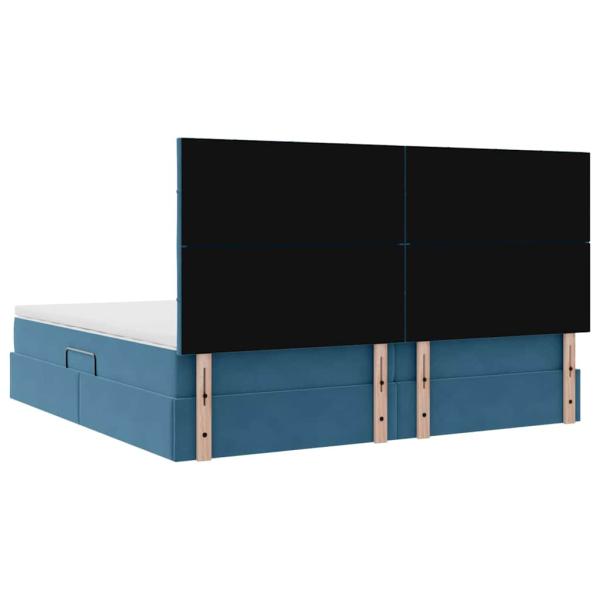 LED-Speicherbett mit Matratze Dunkelblau 200 x 200 cm Samt