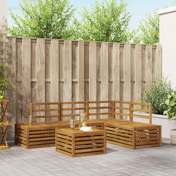 ARDEBO.de - Outdoor-Sofagarnitur 5 Stück Natur Massivholz Akazie