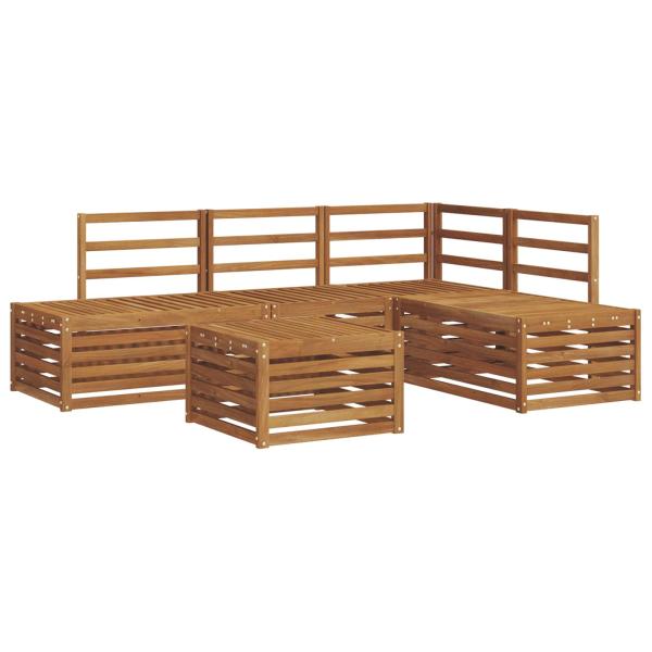 Outdoor-Sofagarnitur 5 Stück Natur Massivholz Akazie