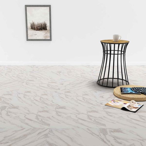 ARDEBO.de - Bodenplanken Weiß Marmor 5,11 m² 55 stk. PVC
