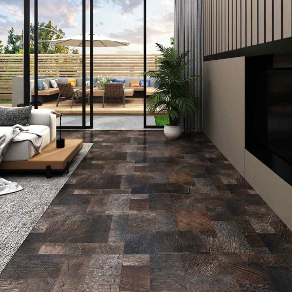 ARDEBO.de - Bodenplanken Holzstruktur braun 5,11 m² 55 stk. PVC