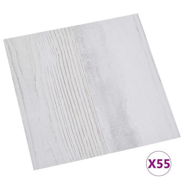 Bodenplanken Weiß und Hellgrau 5,11 m² 55 stk. PVC