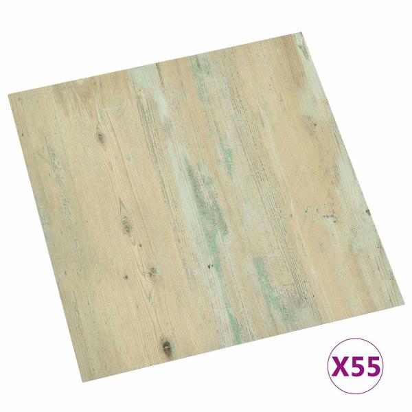 Bodenplanken Weiß und Hellbraun 5,11 m² 55 stk. PVC