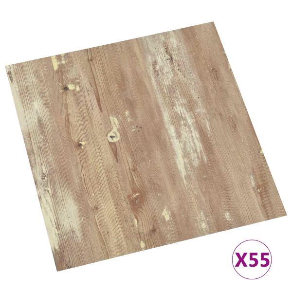 Bodenplanken Creme und Hellbraun 5,11 m² 55 Stk. PVC