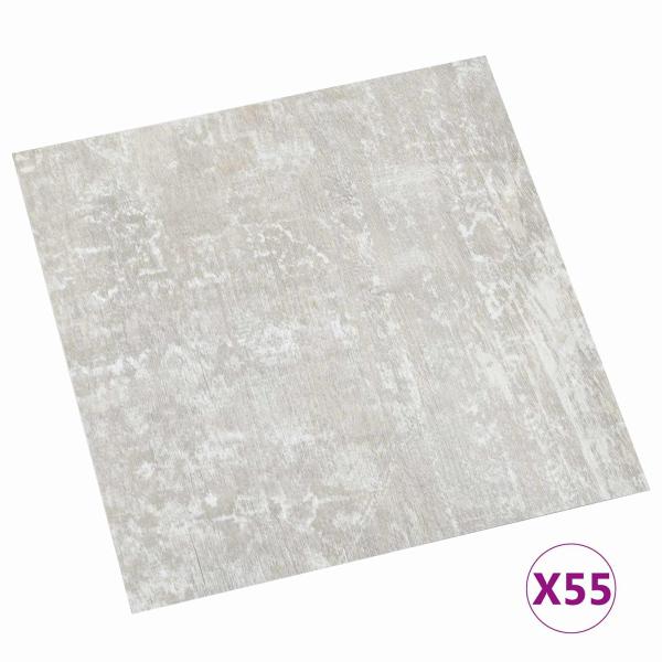 Bodenplanken Weiß und Holz 5,11 m² 55 stk. PVC