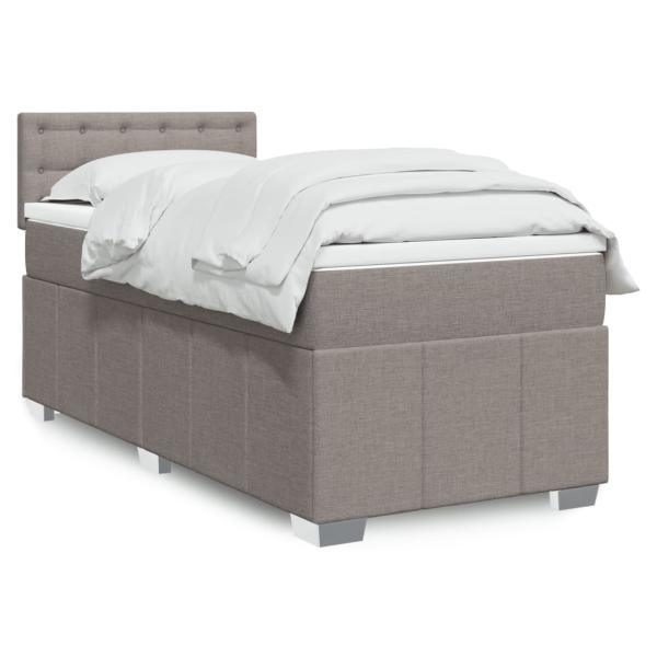 ARDEBO.de - Boxspringbett mit Matratze Taupe 100x200 cm Stoff