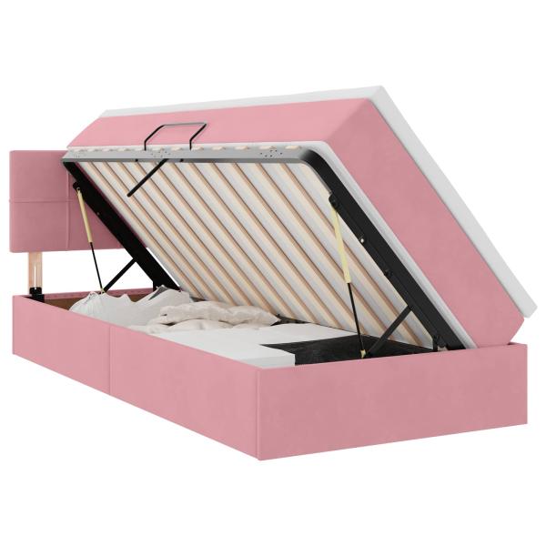 LED-Speicherbett mit Matratze Rosa 90 x 190 cm Samt