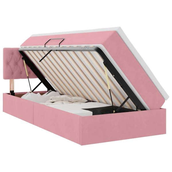 LED-Speicherbett mit Matratze Rosa 100 x 200 cm Samt