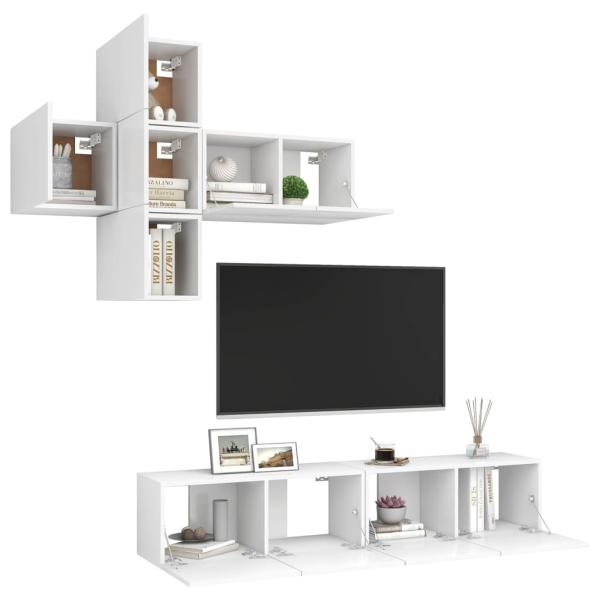 7-tlg. TV-Schrank-Set Weiß Holzwerkstoff