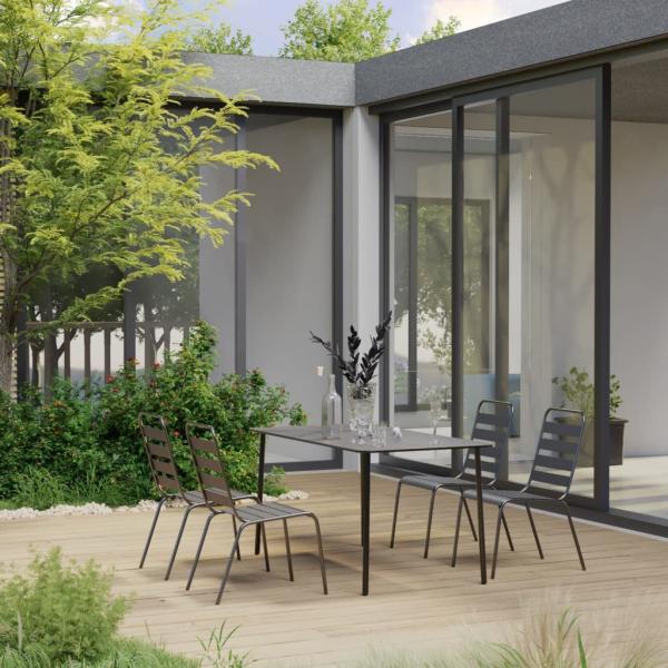 ARDEBO.de - 5-tlg. Garten-Essgruppe Stahl Dunkelgrau
