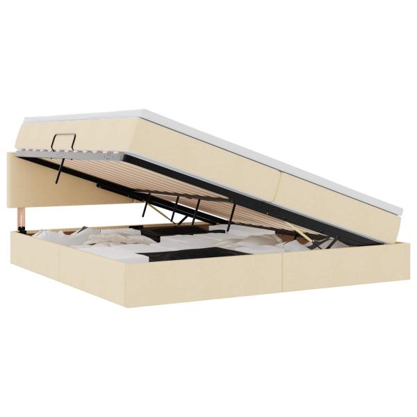LED-Speicherbett mit Matratze Creme 200 x 200 cm Stoff
