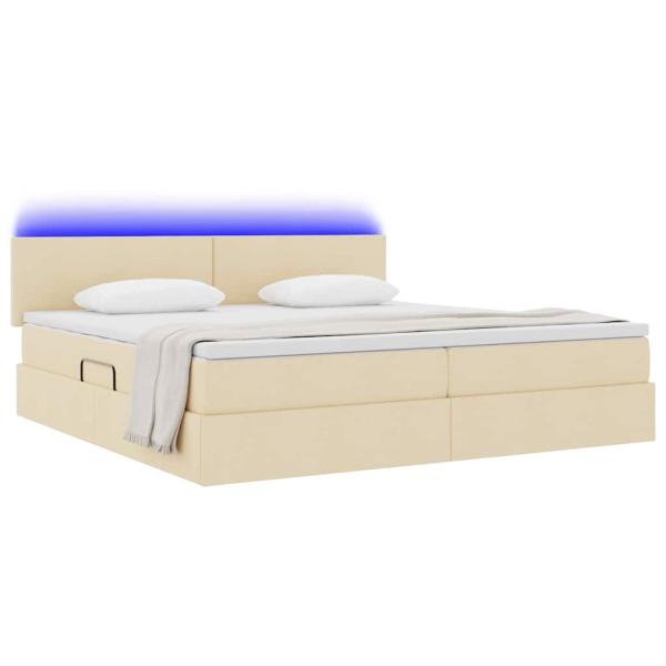 LED-Speicherbett mit Matratze Creme 200 x 200 cm Stoff