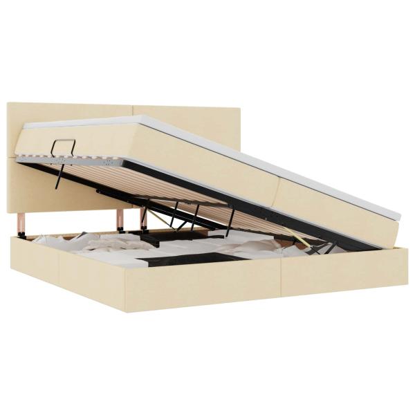 LED-Speicherbett mit Matratze Creme 200 x 200 cm Stoff