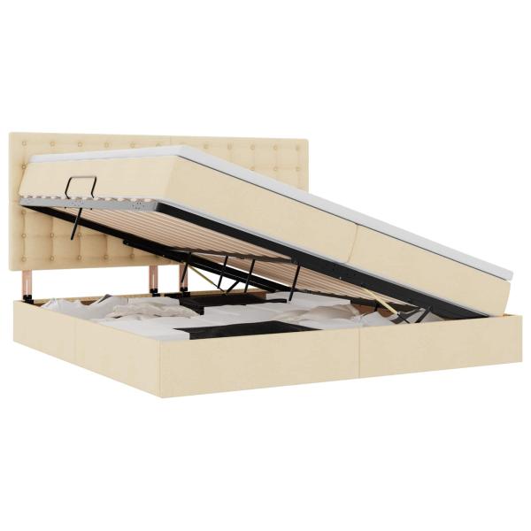 LED-Speicherbett mit Matratze Creme 200 x 200 cm Stoff