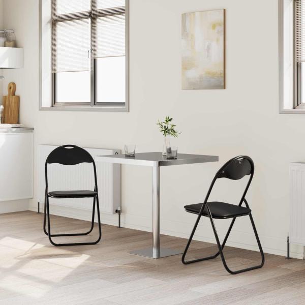 Klappstuhl 2 Stk. Kunstleder Schwarz 48 x 43,5 x 81 cm