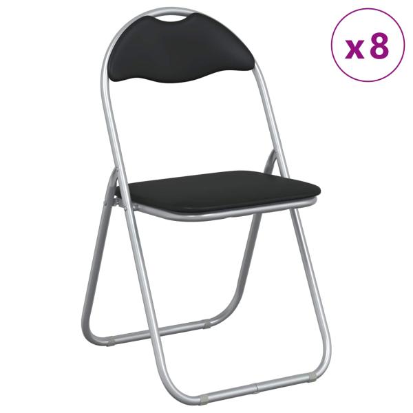 Klappstuhl 8 stk. Kunstleder Schwarz und Grau 48 x 43,5 x 81 cm