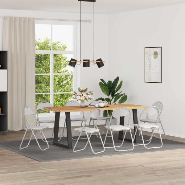 ARDEBO.de - Klappstuhl 8 Stk. Kunstleder Weiß und Grau 48 x 43,5 x 81 cm